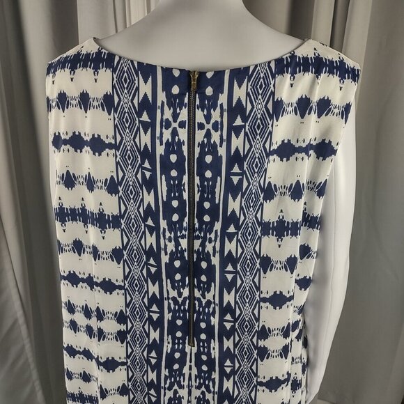 Madison Leigh Womens Blue Ivory Green Lined, Back Zip Dress Size 20W - Picture 5 of 11